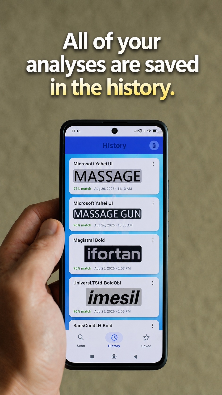 Scan history