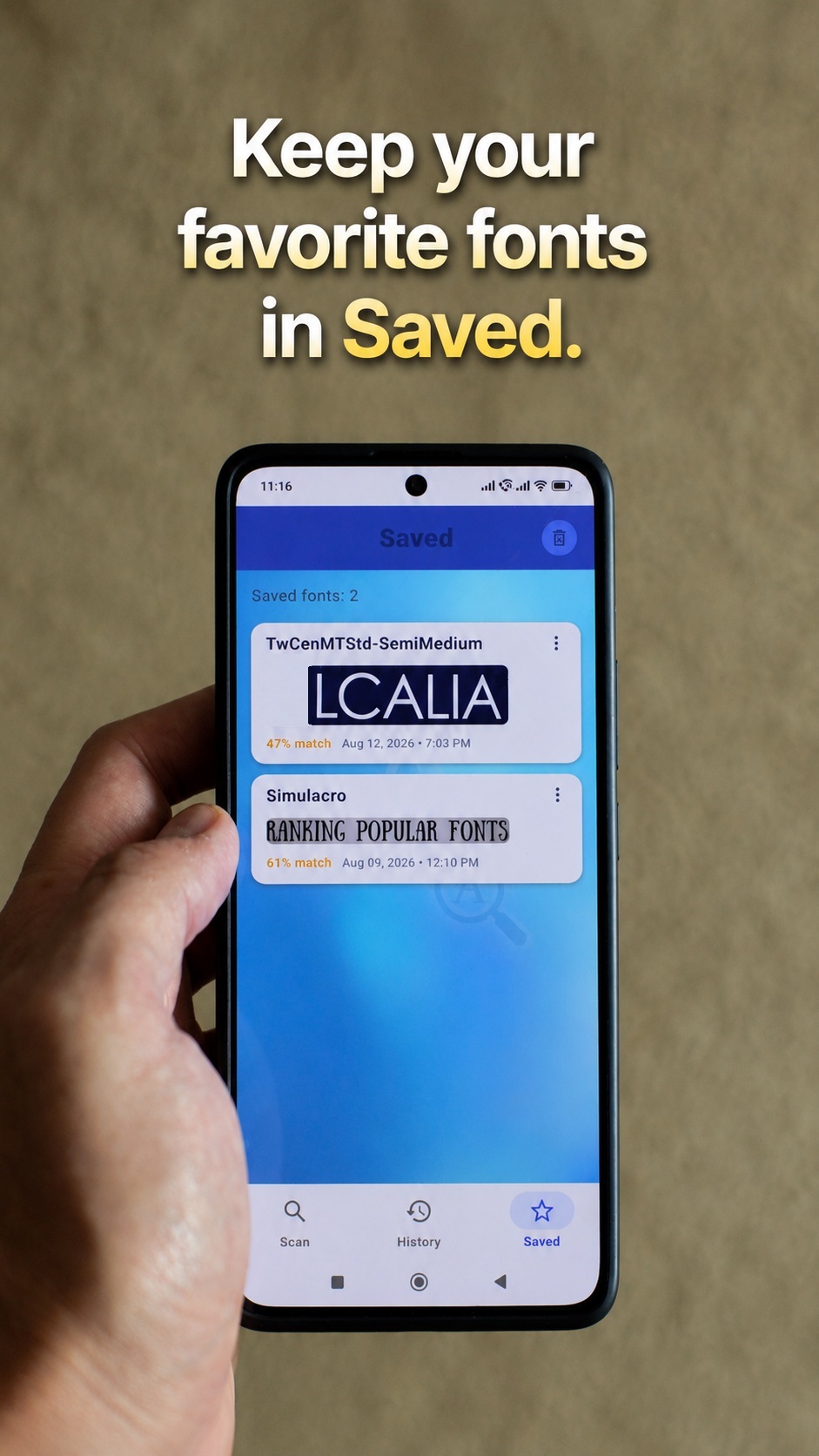 Saved fonts